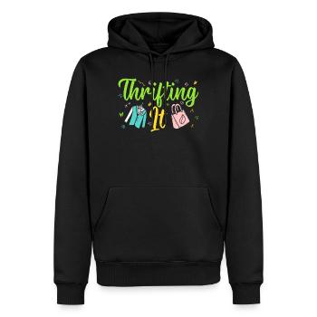 Thrift Shopper Thrifting It Thrift Store - Männer Premium Bio Hoodie - Schwarz - Vorne - Nico (187cm)