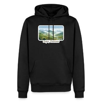 Terrasses Sapa Vietnam - Sweat à capuche Premium bio Homme - noir - Devant - Nico (187cm)
