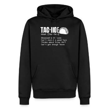 Tac Funny Taco Définition Humour - Sweat à capuche Premium bio Homme - noir - Devant - Nico (187cm)