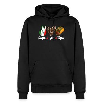 Paix Amour Tacos Fiesta Citation Fun - Sweat à capuche Premium bio Homme - noir - Devant - Nico (187cm)
