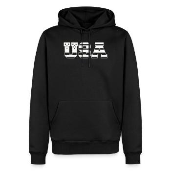 USA Bloc Police Rétro Patriotique - Sweat à capuche Premium bio Homme - noir - Devant - Nico (187cm)