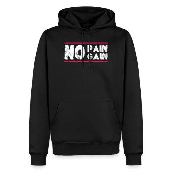 Pas de douleur, pas de gain – Conception de motivation pour le fitness - Sweat à capuche Premium bio Homme - noir - Devant - Nico (187cm)