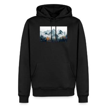 montagnes forestières - Sweat à capuche Premium bio Homme - noir - Devant - Nico (187cm)