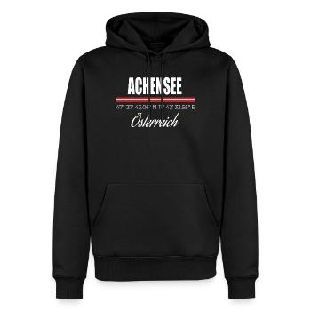 Achensee - Männer Premium Bio Hoodie - Schwarz - Vorne - Nico (187cm)