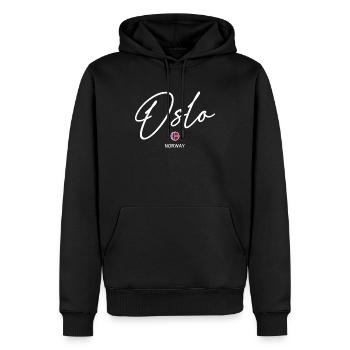 Oslo - Norway Flag - Lettering - Norge - Norwegen - Men’s Premium Organic Hoodie - black - Front - Nico (187cm)