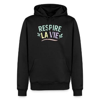 Atmen Sie Leben ein - Männer Premium Bio Hoodie - Schwarz - Vorne - Nico (187cm)