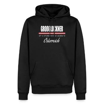 Großglockner - Männer Premium Bio Hoodie - Schwarz - Vorne - Nico (187cm)