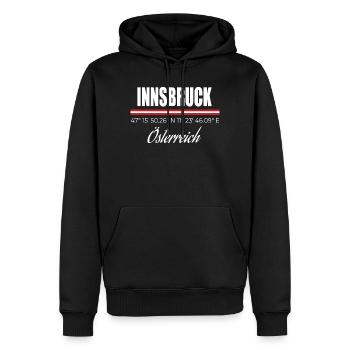 Innsbruck - Sweat à capuche Premium bio Homme - noir - Devant - Nico (187cm)