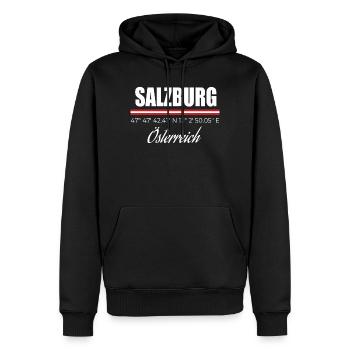 Salzbourg - Sweat à capuche Premium bio Homme - noir - Devant - Nico (187cm)