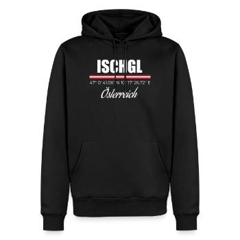 Ischgl - Männer Premium Bio Hoodie - Schwarz - Vorne - Nico (187cm)