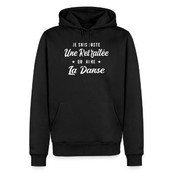 I am a retiree who loves dancing - Men’s Premium Organic Hoodie - black - Front - Nico (187cm)