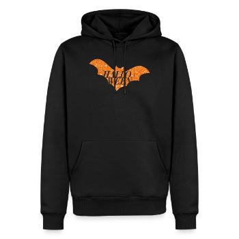 Halloween Orange Glitter Bat Silhouette - Men’s Premium Organic Hoodie - black - Front - Nico (187cm)
