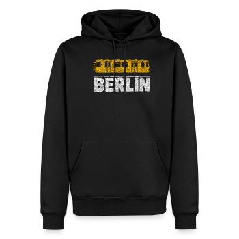 Berliner Straßenbahn Grafik - Männer Premium Bio Hoodie - Schwarz - Vorne - Nico (187cm)