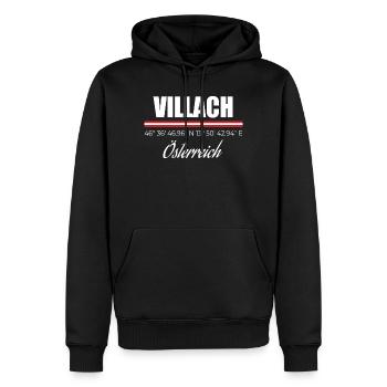Villach - Männer Premium Bio Hoodie - Schwarz - Vorne - Nico (187cm)