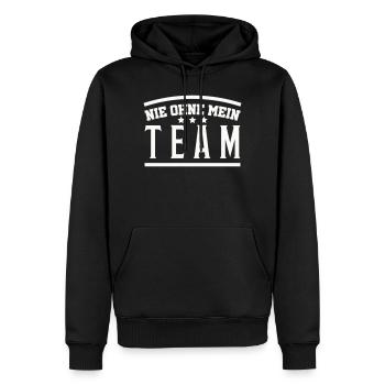 Mein Team - Männer Premium Bio Hoodie - Schwarz - Vorne - Nico (187cm)