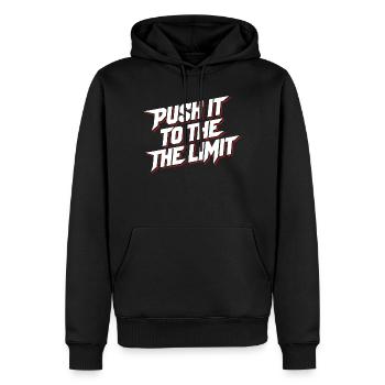 Pushen Sie es bis an die Grenzen. Motivierendes Sportstudio - Männer Premium Bio Hoodie - Schwarz - Vorne - Nico (187cm)