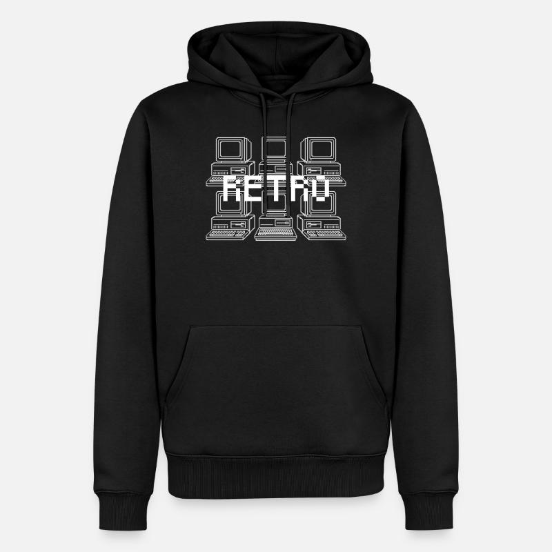 Rétro grille informatique techno - Sweat à capuche Premium bio Homme - noir