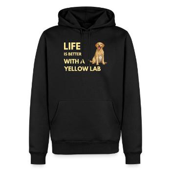 La vie est meilleure avec un labo jaune - Sweat à capuche Premium bio Homme - noir - Devant - Nico (187cm)