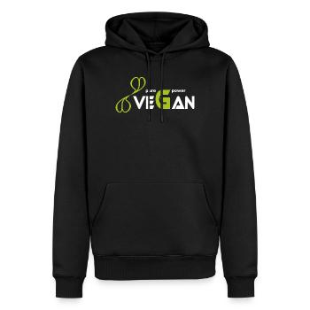 pure_vegan_power - Sweat à capuche Premium bio Homme - noir - Devant - Nico (187cm)