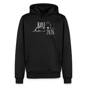 Constructeur 2026 - Builders Partnerlook Hausbau - Sweat à capuche Premium bio Homme - noir - Devant - Nico (187cm)