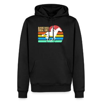 Jour de course Rétro Cheval de course Piste Jour de la fierté - Sweat à capuche Premium bio Homme - noir - Devant - Nico (187cm)