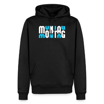 Motif Monday Blanc/Cyan - Sweat à capuche Premium bio Homme - noir - Devant - Nico (187cm)