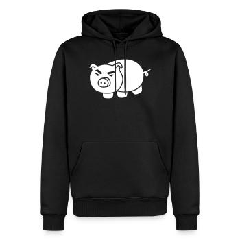 Piggy - Dessin animé de ferme drôle - Sweat à capuche Premium bio Homme - noir - Devant - Nico (187cm)