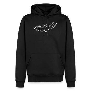 Fledermaus Skizze – schlichtes Halloween Tiermotiv - Männer Premium Bio Hoodie - Schwarz - Vorne - Nico (187cm)