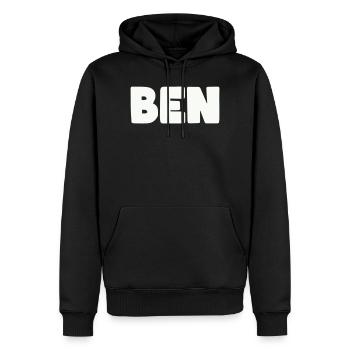 Ben Name - Männer Premium Bio Hoodie - Schwarz - Vorne - Nico (187cm)
