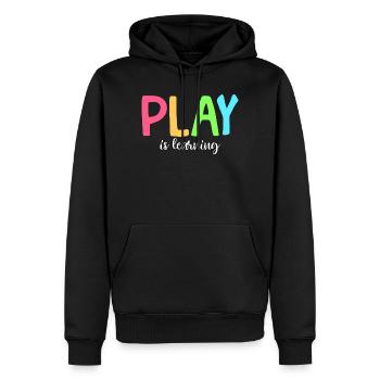 Jouer, c’est apprendre, préscolaire, préscolaire, maternelle - Sweat à capuche Premium bio Homme - noir - Devant - Nico (187cm)