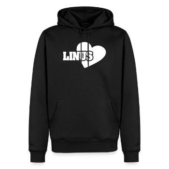 Linus als Gold - Männer Premium Bio Hoodie - Schwarz - Vorne - Nico (187cm)