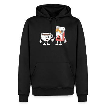 Café et cigarettes - T-shirt humoristique - Sweat à capuche Premium bio Homme - noir - Devant - Nico (187cm)