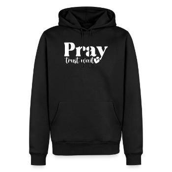 Prier, faire confiance, attendre - Sweat à capuche Premium bio Homme - noir - Devant - Nico (187cm)