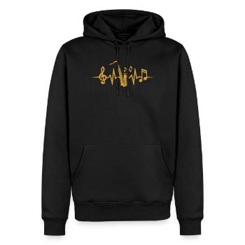 Saxophon Herzschlag Saxophonist Musiker Saxofon - Männer Premium Bio Hoodie - Schwarz - Vorne - Nico (187cm)
