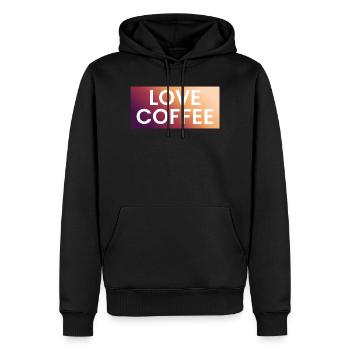 Kaffee Liebe im Farbverlauf - Männer Premium Bio Hoodie - Schwarz - Vorne - Nico (187cm)