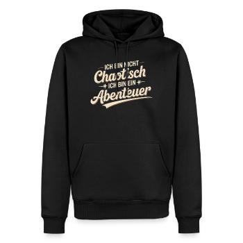 Ich bin nicht chaotisch – ich bin ein Abenteuer - Männer Premium Bio Hoodie - Schwarz - Vorne - Nico (187cm)