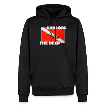 EXPLORE THE DEEP - Men’s Premium Organic Hoodie - black - Front - Nico (187cm)