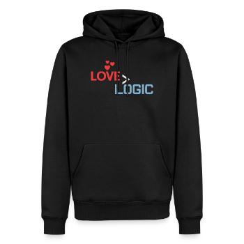 Love Greater Than Logic Design - Männer Premium Bio Hoodie - Schwarz - Vorne - Nico (187cm)