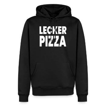Pizza - Männer Premium Bio Hoodie - Schwarz - Vorne - Nico (187cm)