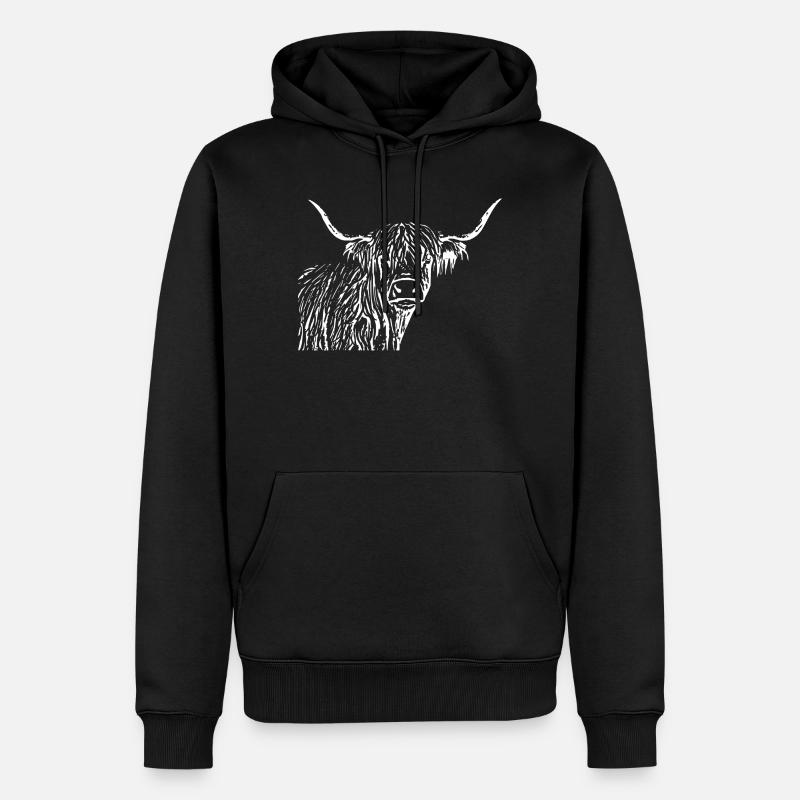 Cadeau de bovins Highland écossais - Sweat à capuche Premium bio Homme - noir