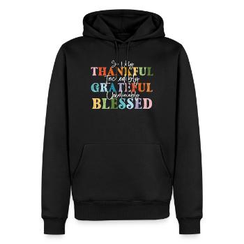So Very Thankful Grateful Fall - Men’s Premium Organic Hoodie - black - Front - Nico (187cm)