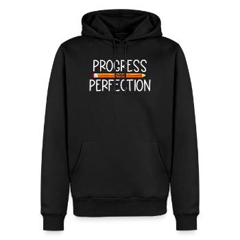 Fortschritt statt Perfektion Zurück zur Schule Leh - Männer Premium Bio Hoodie - Schwarz - Vorne - Nico (187cm)