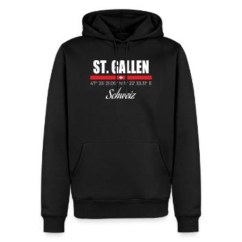St. Gallen - Männer Premium Bio Hoodie - Schwarz - Vorne - Nico (187cm)