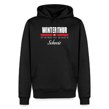 Winterthur - Männer Premium Bio Hoodie - Schwarz - Vorne - Nico (187cm)