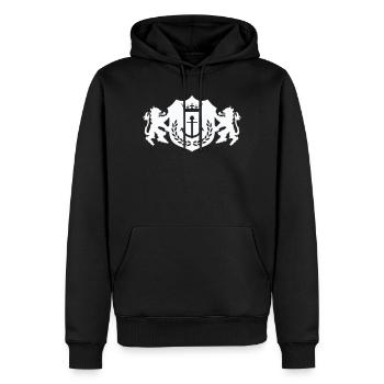 Armoiries de l’ancre royale - Sweat à capuche Premium bio Homme - noir - Devant - Nico (187cm)
