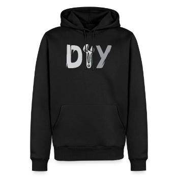 DIY Design – Werkzeug Logo für Heimwerker Bastler - Männer Premium Bio Hoodie - Schwarz - Vorne - Nico (187cm)
