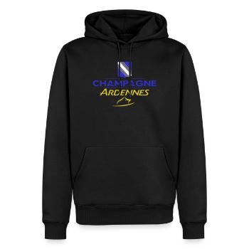 Design champardennais - Sweat à capuche Premium bio Homme - noir - Devant - Nico (187cm)