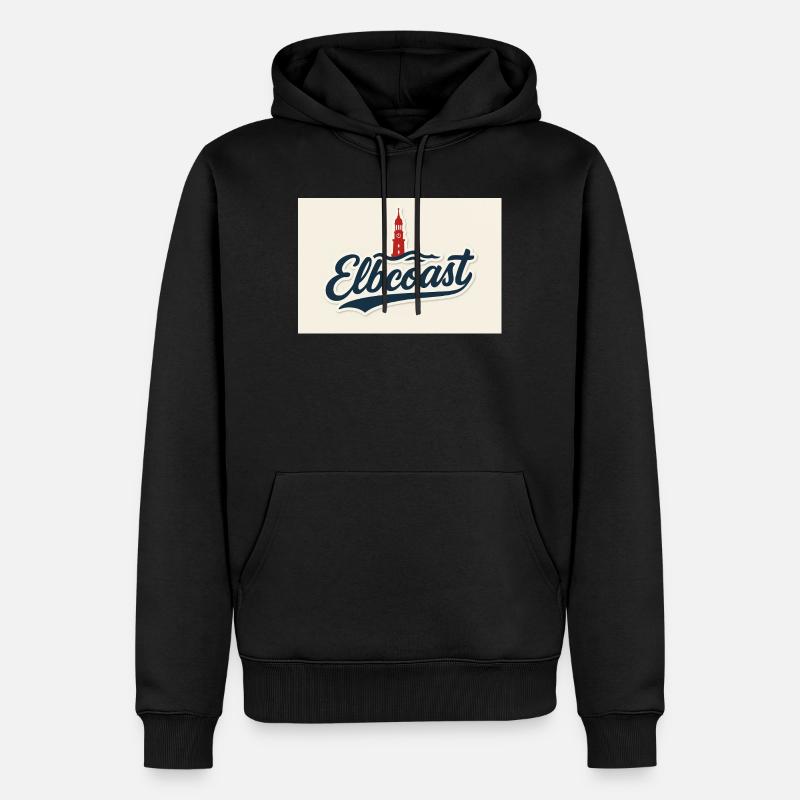 20251020_1804_Elbcoast_Schriftzug_Design_simple - Männer Premium Bio Hoodie - Schwarz