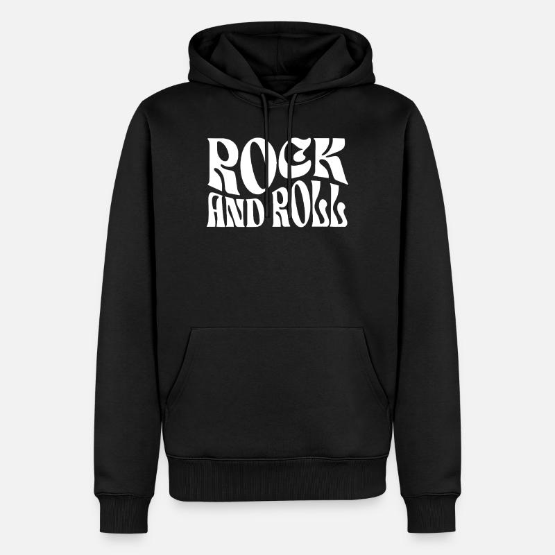Impression typographique rock rétro - Sweat à capuche Premium bio Homme - noir