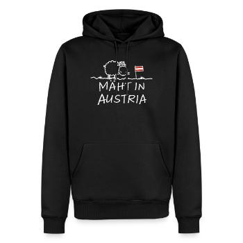 Mäht en Autriche – Lustiger Schaf Spruch mit Humour - Sweat à capuche Premium bio Homme - noir - Devant - Nico (187cm)